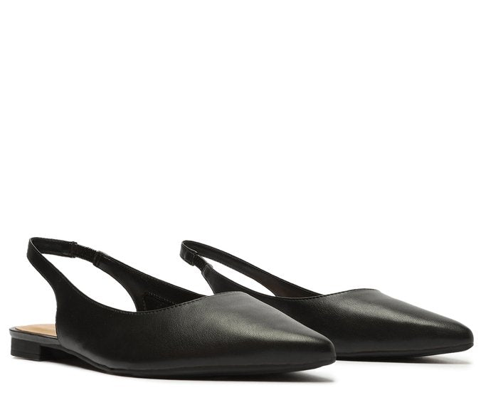 Sapatilha Preta Slingback Bico Fino