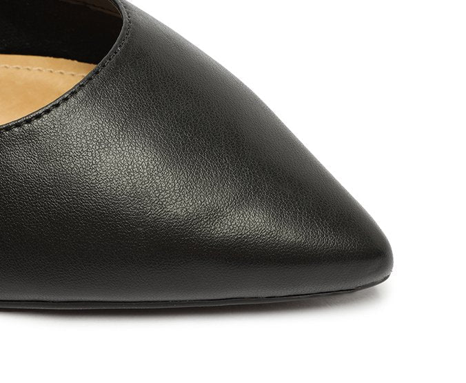 Sapatilha Preta Slingback Bico Fino