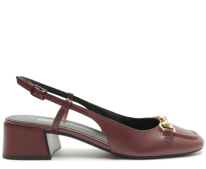 Sapatilha Slingback Salto Bloco Bridão Roxo Amora