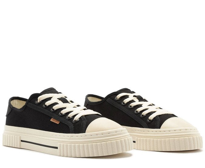 Tênis De Amarrar Preto Sola Alta Lona Alê