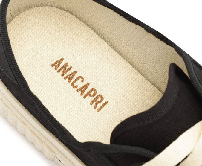 Tênis De Amarrar Preto Sola Alta Lona Alê