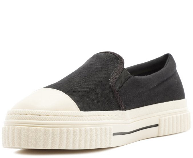 Tênis Slip On Preto Sola Alta Lona Alê