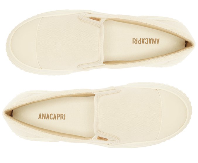 Tênis Slip On Bege Sola Alta Lona Alê