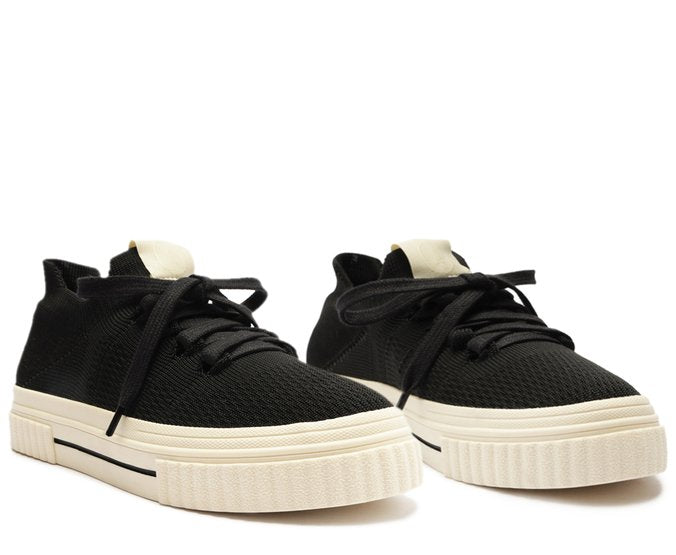 Tênis Preto Knit Sola Alta Alê