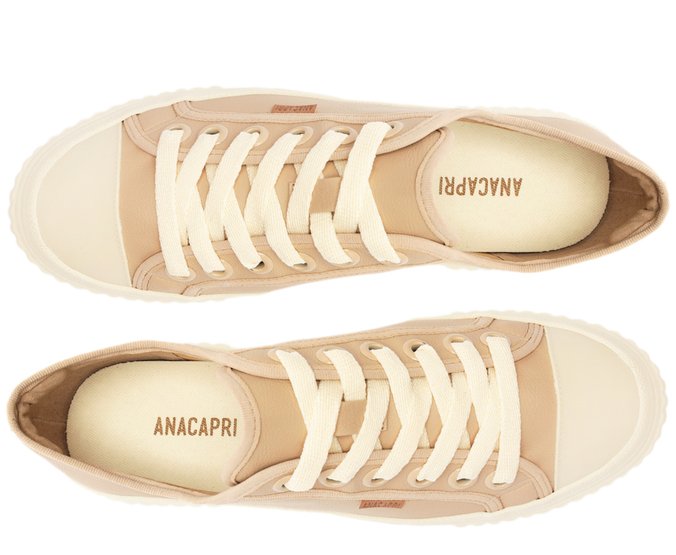 Tênis De Amarrar Bege Sola Alta Alê