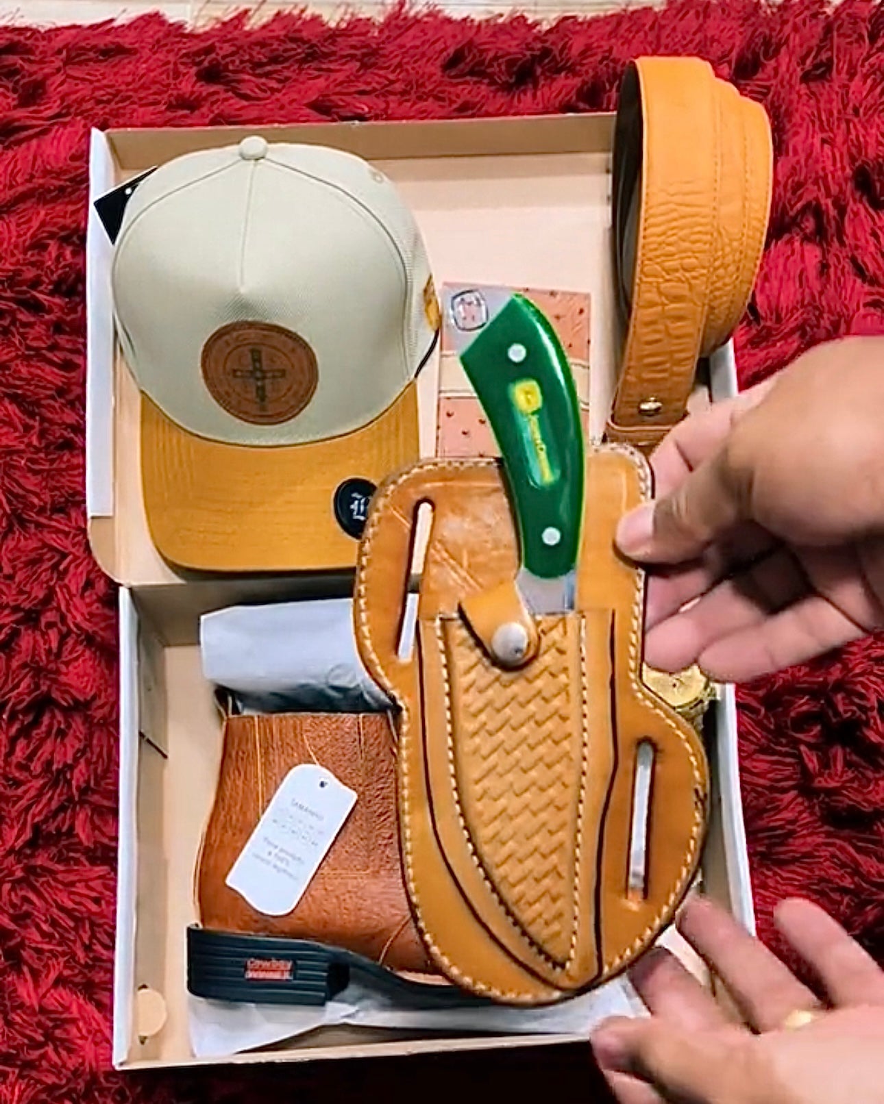 Kit Kowboy - Botina + Boné + Cinto + Faca + Relógio + Carteira