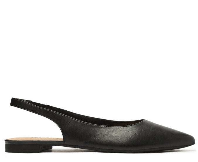 Sapatilha Preta Slingback Bico Fino