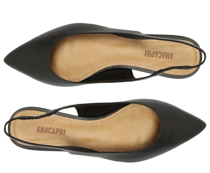 Sapatilha Preta Slingback Bico Fino