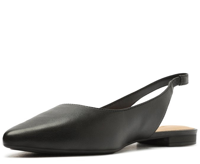 Sapatilha Preta Slingback Bico Fino