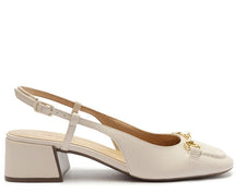 Sapatilha Slingback Salto Bloco Bridão Branca