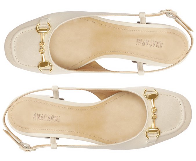 Sapatilha Slingback Salto Bloco Bridão Branca