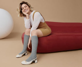 Sapatilha Slingback Salto Bloco Bridão Branca