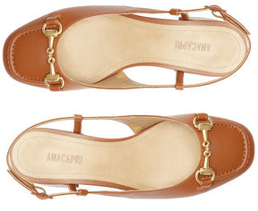 Sapatilha Slingback Salto Bloco Bridão Marrom