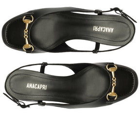 Sapatilha Slingback Salto Bloco Bridão Preta