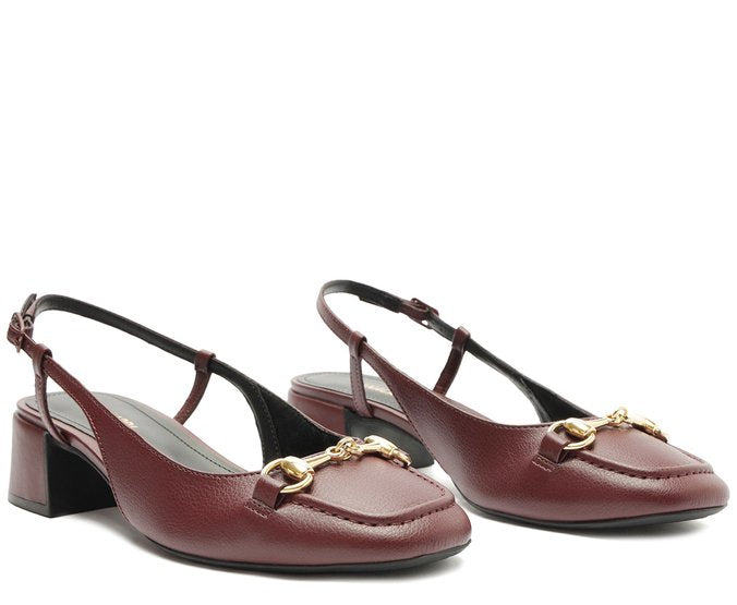 Sapatilha Slingback Salto Bloco Bridão Roxo Amora