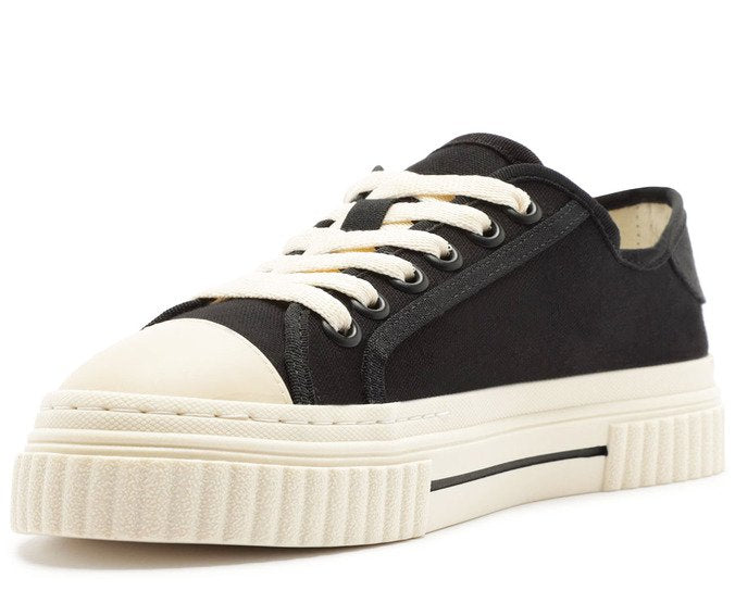 Tênis De Amarrar Preto Sola Alta Lona Alê