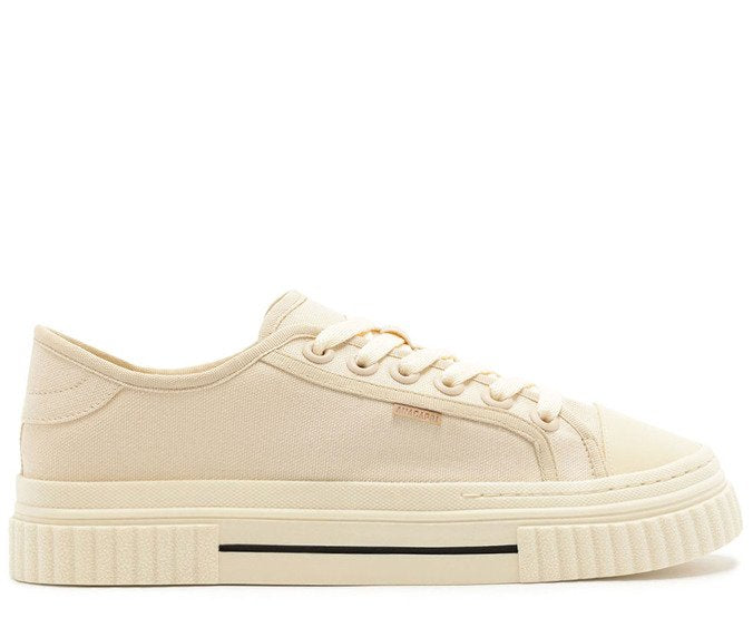 Tênis De Amarrar Nude Sola Alta Lona Alê