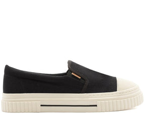 Tênis Slip On Preto Sola Alta Lona Alê