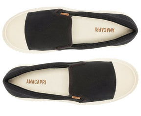 Tênis Slip On Preto Sola Alta Lona Alê