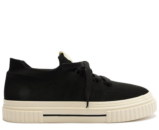 Tênis Preto Knit Sola Alta Alê