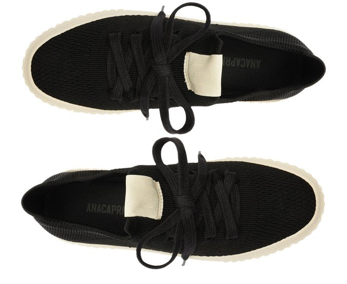 Tênis Preto Knit Sola Alta Alê