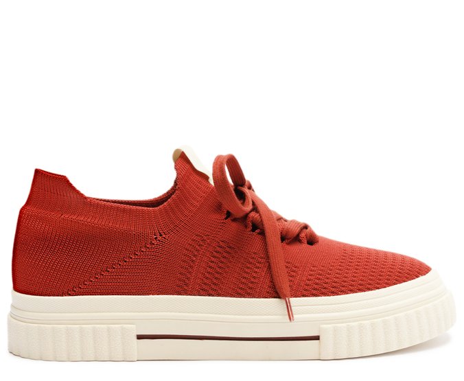 Tênis Marrom Knit Sola Alta Alê