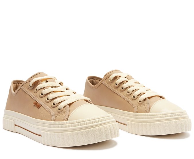 Tênis De Amarrar Bege Sola Alta Alê