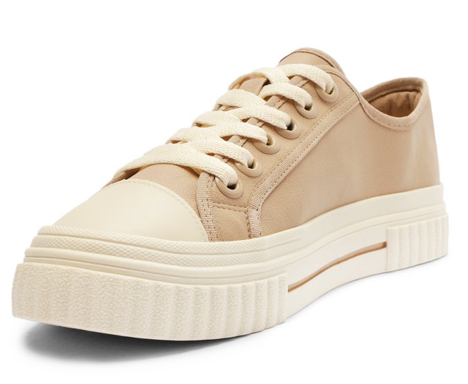 Tênis De Amarrar Bege Sola Alta Alê