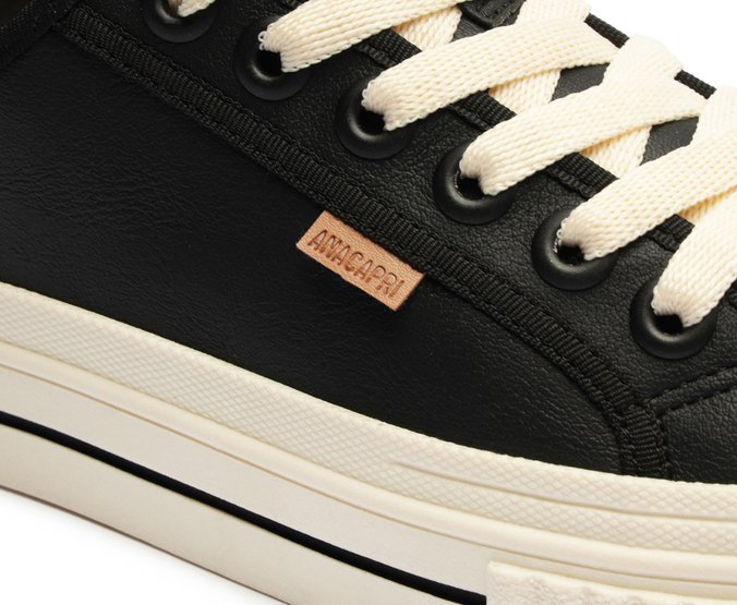 Tênis De Amarrar Preto Sola Alta Alê